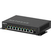Netgear AV Line M4250 GSM4210PD managed gigabit PoE+ switch with 8 ports, SFP, and front-left isometric view.