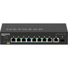 Netgear AV Line M4250 GSM4210PD managed 8-port Gigabit PoE+ switch with SFP, front top view showing ports and LED indicators.