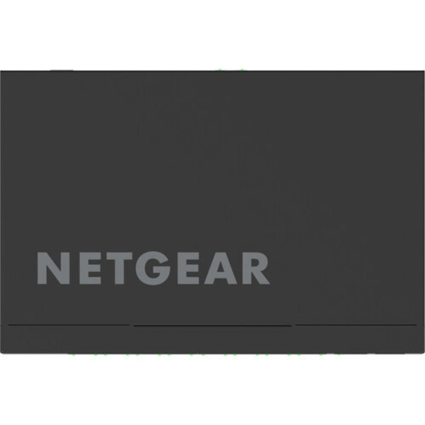 Top view of Netgear AV Line M4250 GSM4210PD managed switch with 8 Gigabit PoE+ ports and SFP, showcasing port labels and design. – image 10