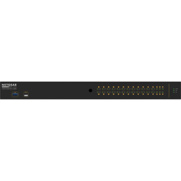 Netgear AV Line M4250 GSM4230UP managed 24-port Gigabit PoE++ network switch with SFP ports, front view. – image 2