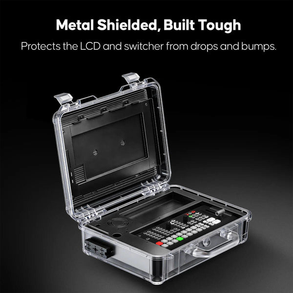 OSEE GoStream Duet 8 ISO video switcher with case kit, featuring multiple input ports and control buttons for live streaming.
