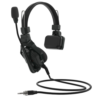 Hollyland SOLIDCOM C1 wired 3.5mm single-ear headset for HUB with microphone and adjustable headband, in black.