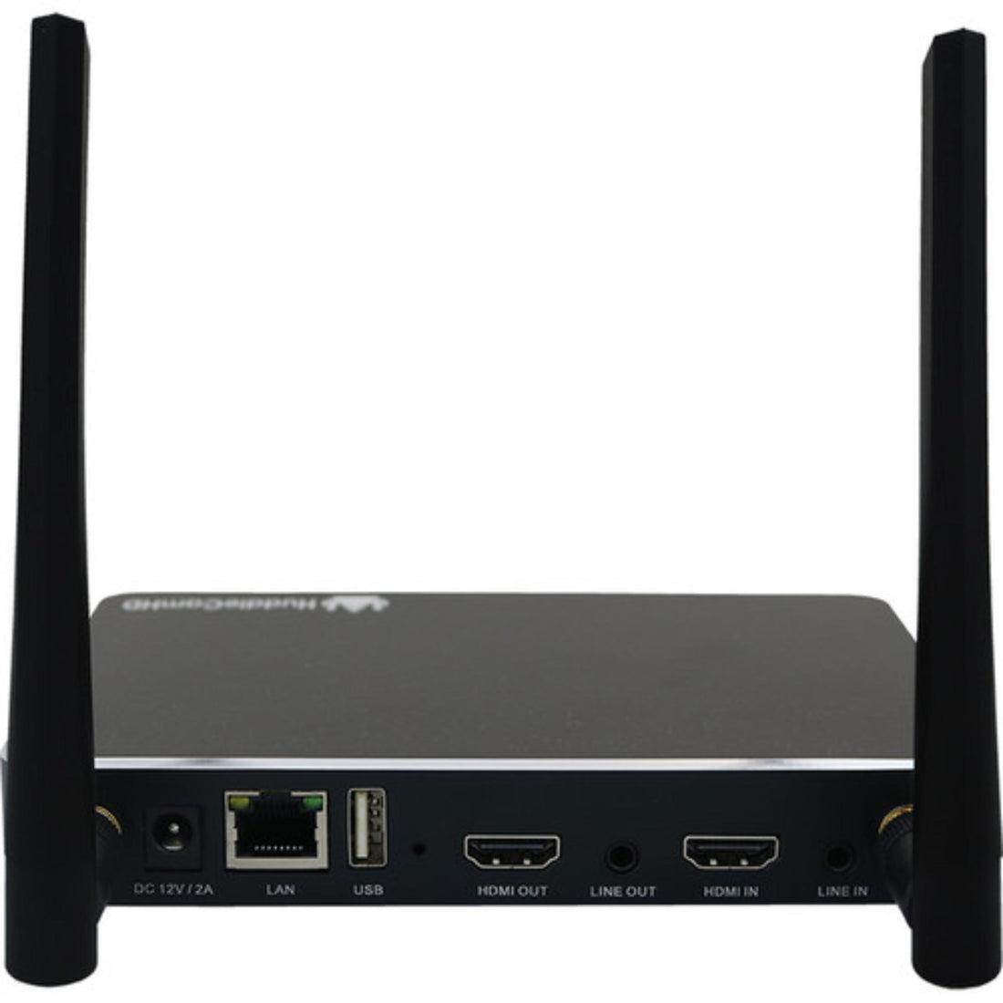 HuddleCamHD HuddleShare wireless video camera with rear view, black body, mounted on a wall for conference room use. – image 2