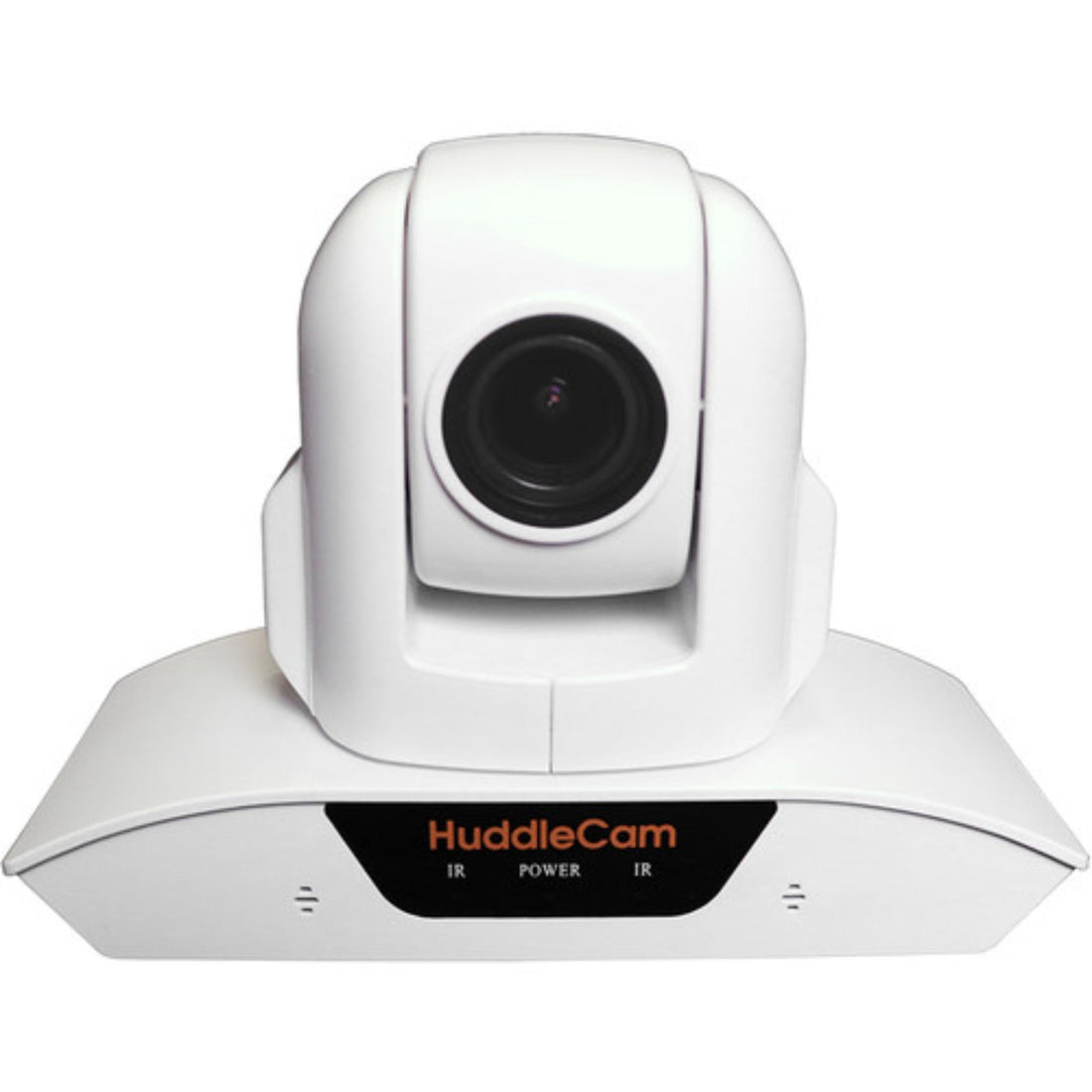 HuddleCamHD 3XA PTZ camera with built-in audio in white, featuring 3x optical zoom and adjustable pan, tilt, and zoom capabilities. – image 1