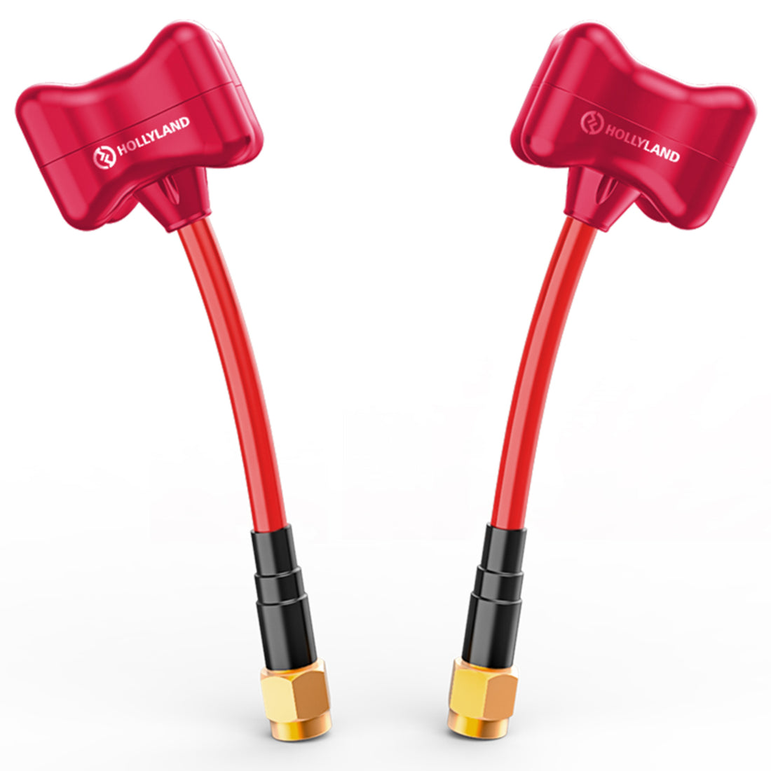 Red Hollyland Triumph Antenna showing its compact design and branding, designed for enhanced signal reception and transmission. – image 1