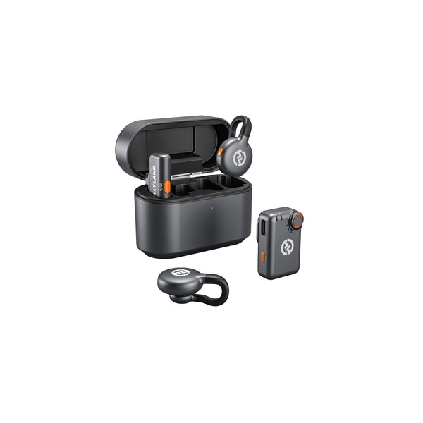 Hollyland LARK M2S Mini Combo wireless microphone system with camera RX and USB-C RX in space gray for professional production use. – image 1