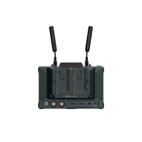 Rear view of Hollyland Pyro 7 7-inch wireless transceiving monitor, showing controls and display for production equipment. – image 3