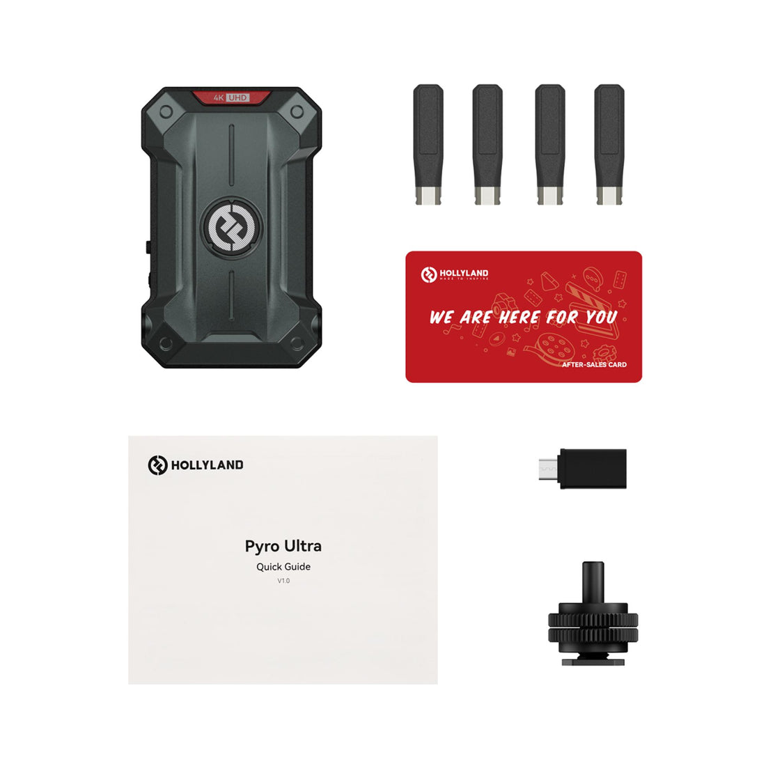 Hollyland Pyro Ultra Transmitter for production equipment, shown with complete view, professional wireless video transmission device. – image 3