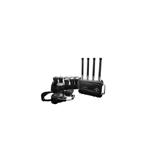 Hollyland Solidcom H1-10S 10-person noise-canceling intercom headset bundle for production communication, shown from the front. – image 1