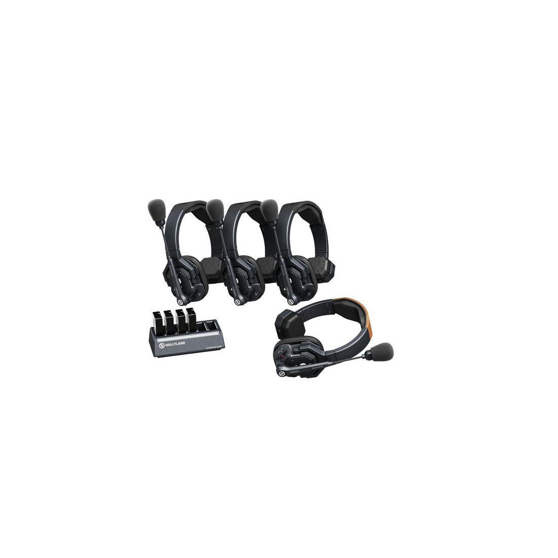 Hollyland Solidcom SE 4S noise-canceling four-person intercom headset with microphones, used for professional production communication. – image 1