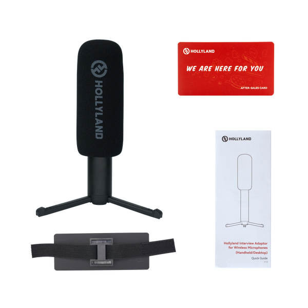 Hollyland interview adaptor for wireless microphones, handheld and desktop setup, professional production equipment. – image 2