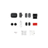 Hollyland LARK A1 Duo wireless microphone in space gray with USB-C receiver and charging case, ready for professional audio recording.