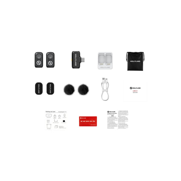 Hollyland LARK A1 Mini Duo wireless microphone set in space gray with USB-C receiver, compact production equipment for professional audio. – image 1