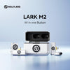 Hollyland LARK M2 wireless lavalier microphone combo in ivory white, compact production equipment for professional audio recording.
