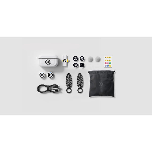 Hollyland LARK M2 wireless lavalier microphone with lightning plug, duo set, ivory white color, shown with compact design and connectors. – image 2