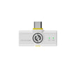 Hollyland LARK M2 wireless lavalier microphone duo with USB-C plug in ivory white for production equipment, shown with USB-C connectors.