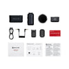 Hollyland LARK MAX 2 Solo wireless microphone with camera RX in space gray, showing the compact production equipment setup.