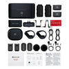 Hollyland LARK MAX 2 Ultimate Combo wireless microphone system in space gray with OWS monitor earphone, camera RX, and USB-C RX.