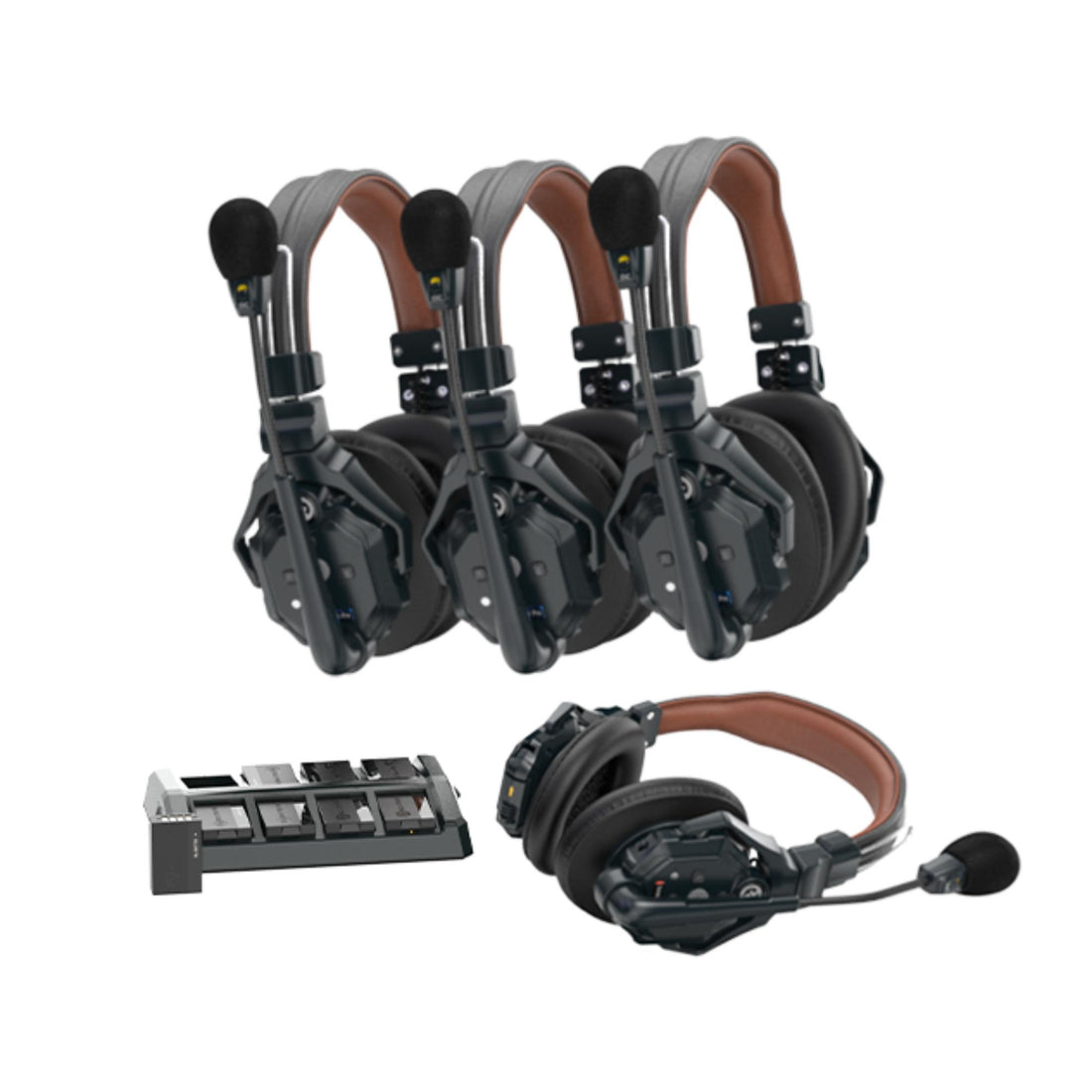 Hollyland Solidcom C1 Pro-4S-DH 4-person noise-canceling intercom headsets with double-ear design for production teams. – image 1