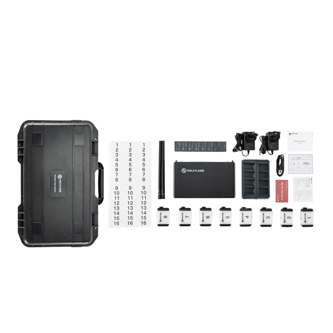 Hollyland Wireless Tally System-8 lights for production, showing a complete view of the wireless tally lights setup. – image 2