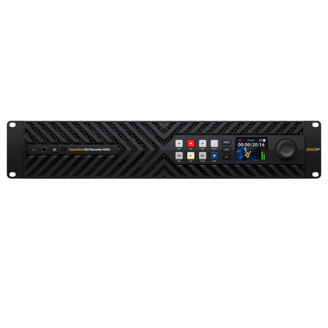 Blackmagic Design HyperDeck ISO Recorder 100G front view, professional video recorder with multiple ports and controls for high-quality recording. – image 1
