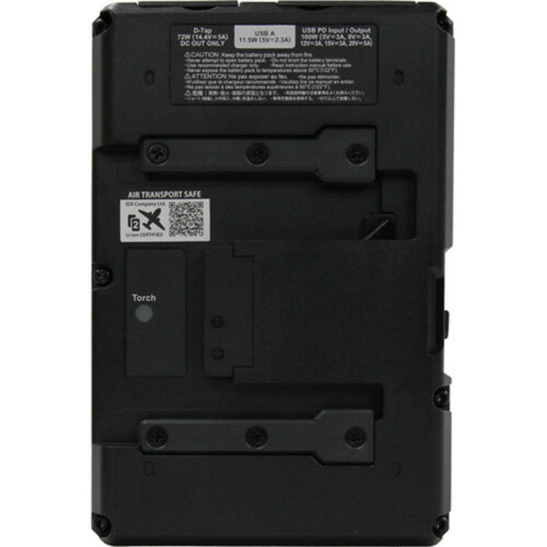 IDX System Technology HV-160B high-load 28.8V Li-Ion B-Mount battery with D-Tap and USB-PD ports, back view showing connectors. – image 3