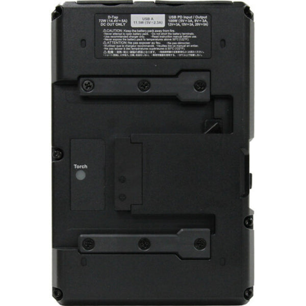 IDX System Technology HV-320B 28.8V high-load Li-Ion B-Mount battery with D-Tap and USB-PD ports, back view showing connections – image 3