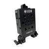 IDX System Technology P-Vmicro V-Mount Plate for Imicro batteries with multipurpose cheese plate kit, shown from front and side angles.