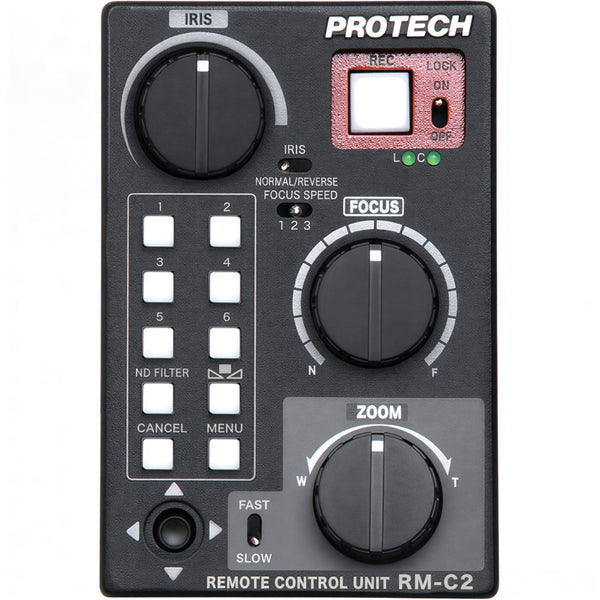 IDX System Technology RM-C2 LANC lens control with ND button for Canon and Sony camcorders, featuring a sleek ergonomic design. – image 1
