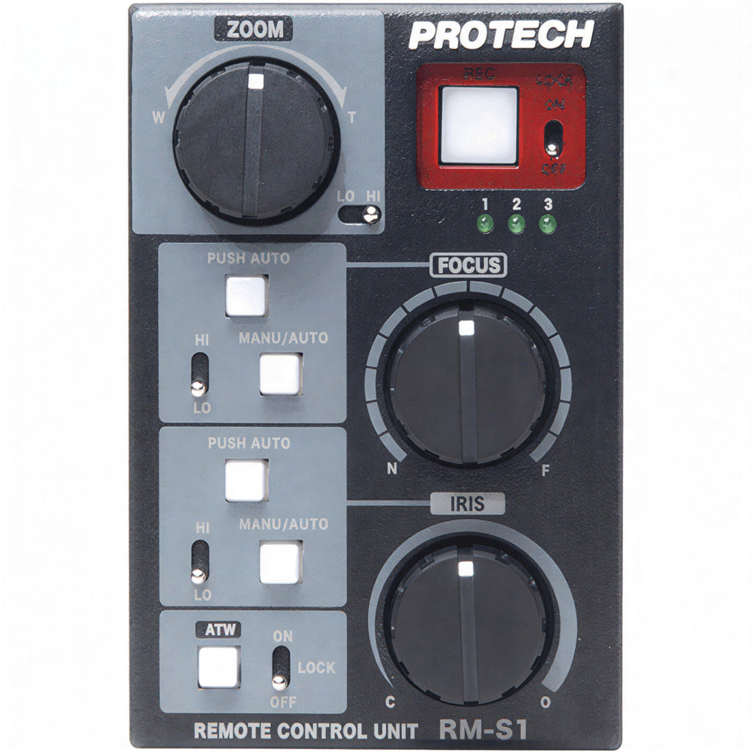 IDX System Technology RM-S1 LANC lens remote control for Sony and Canon handheld camcorders, used for precise focus and zoom control. – image 1