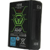 IDX System Technology CUE-J150 V-mount battery with 143Wh capacity, showing front and right side view.
