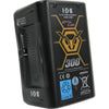 IDX System Technology CUE-J300 high-load V-mount battery with 286Wh capacity, shown from front right angle.