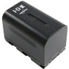 IDX System Technology SSL-JVC50 4900mAh rechargeable battery for JVC cameras, shown with battery terminals and label.