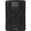 Back view of IDX System Technology CUE-J300 high-load V-mount battery with 286Wh capacity, featuring rugged design and robust connectors.
