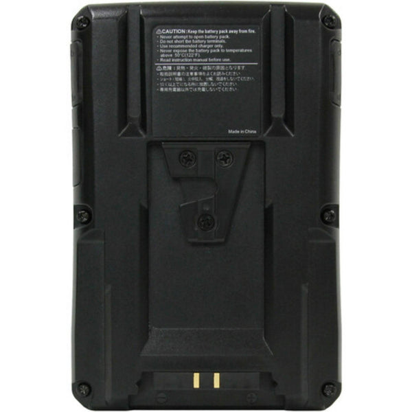 Back view of IDX System Technology CUE-J300 high-load V-mount battery with 286Wh capacity, featuring rugged design and robust connectors. – image 4