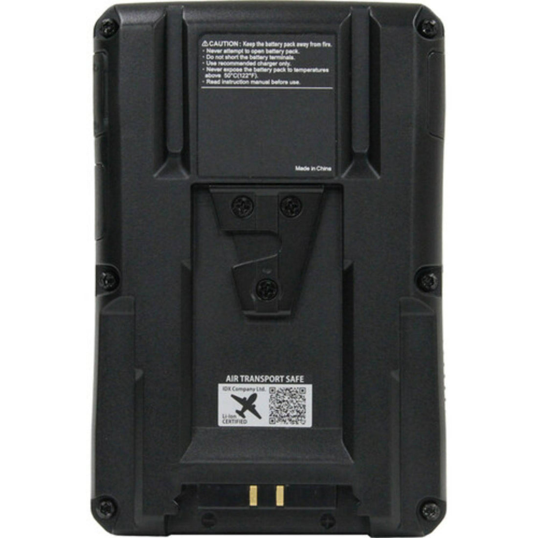 Back view of IDX System Technology CUE-J98 V-Mount Battery, 95Wh, showing V-mount connector and battery details. – image 5