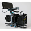 IDX System Technology Imicro-98P 97Wh high-load lithium-ion mini V-mount battery connected to a video camera.