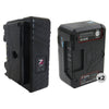 IDX System Technology ZC-X2G dual-channel Li-ion battery charger with two ZEN-C98G batteries, showing the charger and batteries connected.