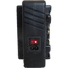 Rear view of IDX System Technology ZC-X2G dual-channel Li-ion battery charger with power switch for gold mount batteries.