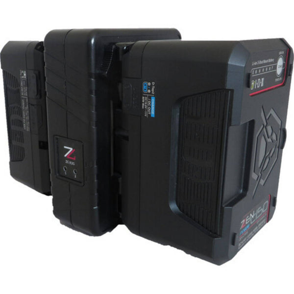 IDX System Technology ZC-X2G dual-channel Li-Ion battery charger with gold mount, shown from right perspective with batteries inserted. – image 6