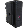IDX System Technology ZC-X2G dual-channel Li-Ion battery charger with gold mount, shown from side panel detail.