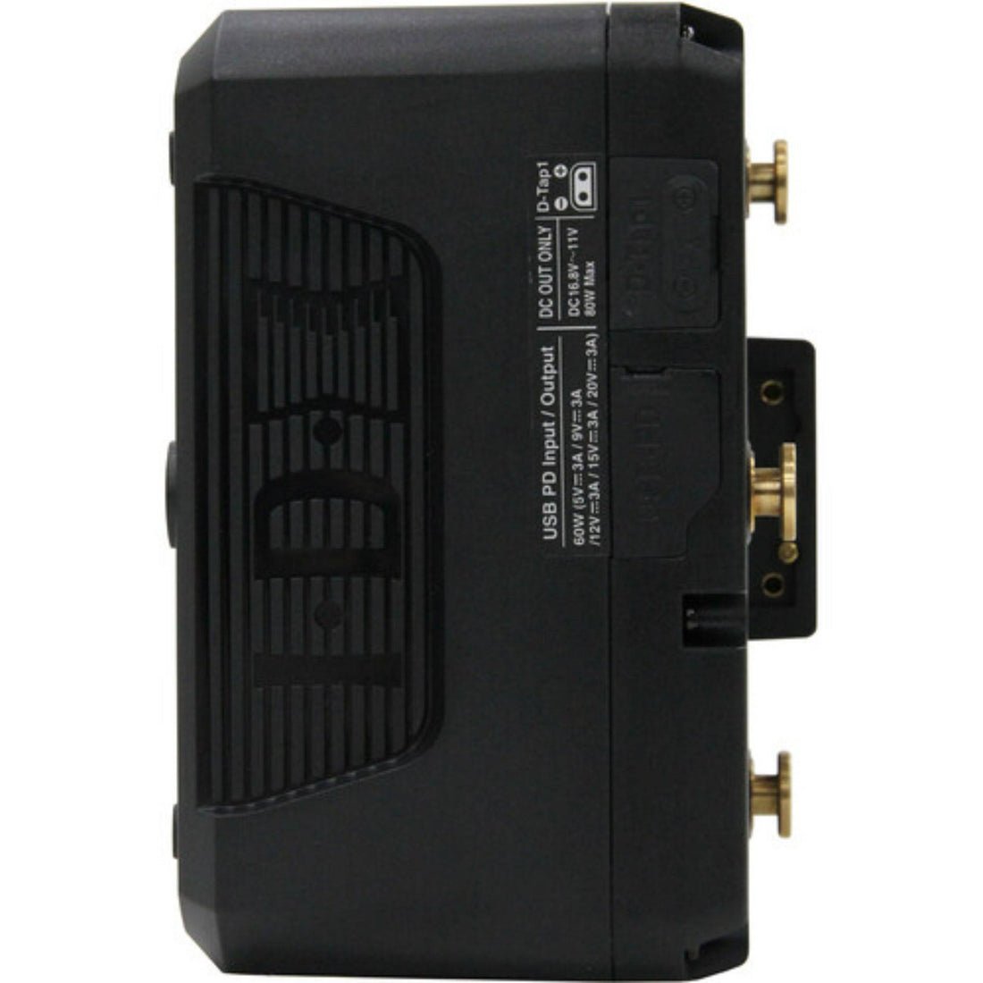 IDX System Technology ZEN-C150G lithium-ion battery with D-Tap and USB-C ports, right view showing connectors and compact design. – image 5