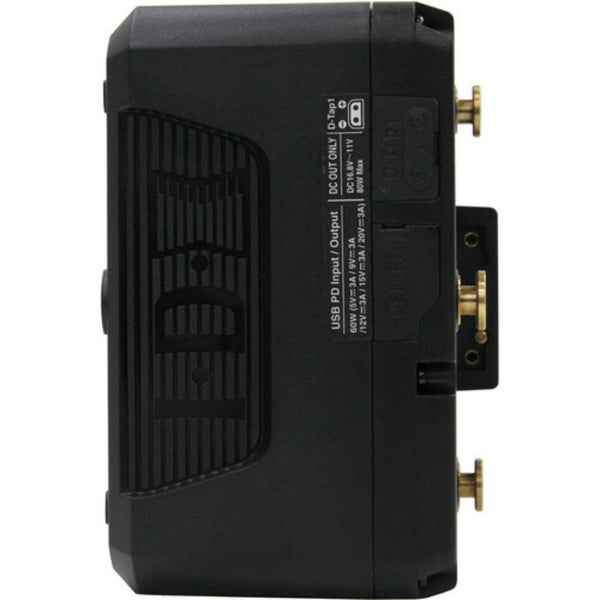 IDX System Technology ZEN-C150G lithium-ion battery with D-Tap and USB-C ports, right view showing connectors and compact design. – image 5