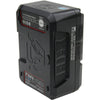 IDX System Technology ZEN-C98G high-load lithium-ion battery with 2x D-Tap, USB-C port, 97Wh capacity, front left view.