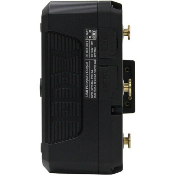 IDX System Technology ZEN-C98G lithium-ion battery with D-Tap and USB-C ports, shown from the left view with high-capacity design. – image 4