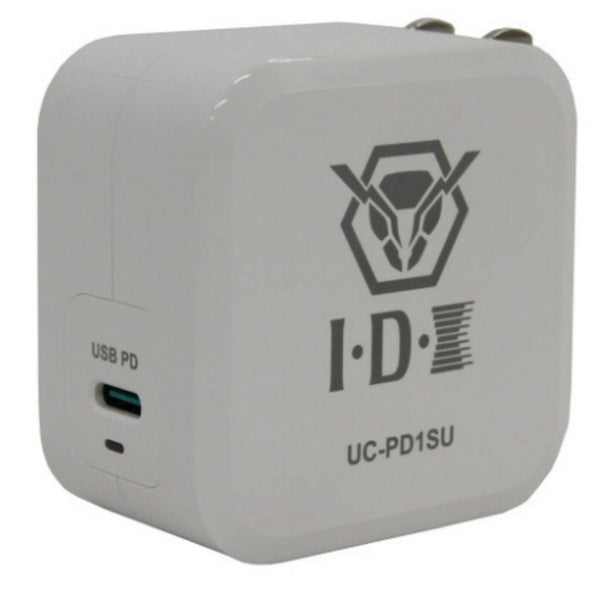 IDX System Technology UC-PD1SU 60W USB-C PD charger shown from front left view, compact design with USB-C port for fast charging. – image 1