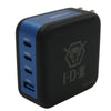 IDX System Technology UC-PD3 portable USB-C PD charger showing three USB-C ports on a sleek black device.
