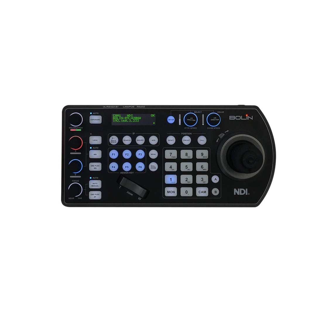 Bolin Technology KBD-1020N universal NDI PTZ camera controller with top buttons and control interface. – image 1