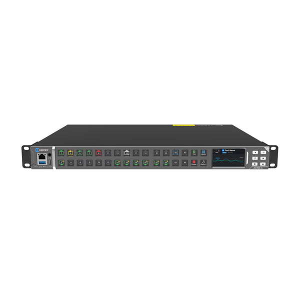 Front view of the Kiloview AVX24-4 Media HUB IP converter showing input and output ports on the front panel. – image 1