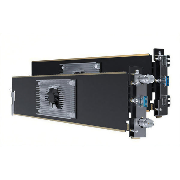 Kiloview FN-7 all-in-one encoding/decoding card shown from a perspective view, highlighting its compact design.